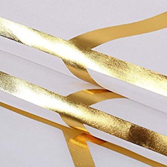 Geometric Gold Fabric Shower Curtain - Picture 2 of 8